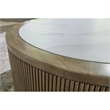 Bowery Hill Light Brown Coffee Table with Faux Marble Top and Reeded Base