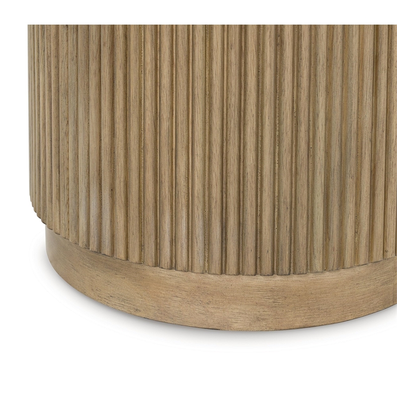 Bowery Hill Light Brown Coffee Table with Faux Marble Top and Reeded Base