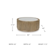 Bowery Hill Light Brown Coffee Table with Faux Marble Top and Reeded Base