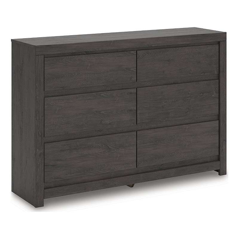 Bowery Hill Black 6-Drawer Dresser with Sleek Hardware-Less Design