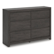 Bowery Hill Black 6-Drawer Dresser with Sleek Hardware-Less Design