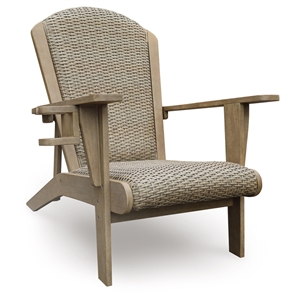 Bowery Hill Beige Resin Wicker Adirondack Chair with Padded Seat