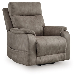 Bowery Hill Gray Faux Leather Power Lift Recliner with Massage