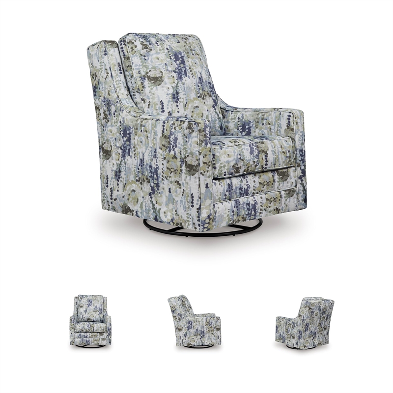 Bowery Hill Abstract Floral Swivel Glider Accent Chair in Multi-Color