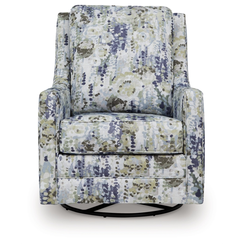 Bowery Hill Abstract Floral Swivel Glider Accent Chair in Multi-Color