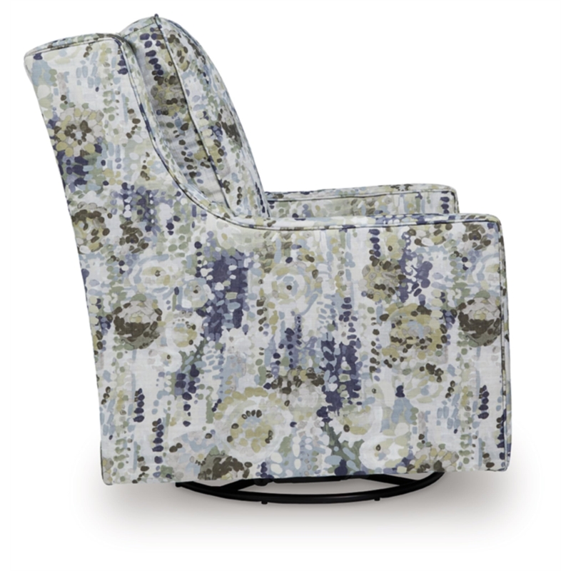 Bowery Hill Abstract Floral Swivel Glider Accent Chair in Multi-Color