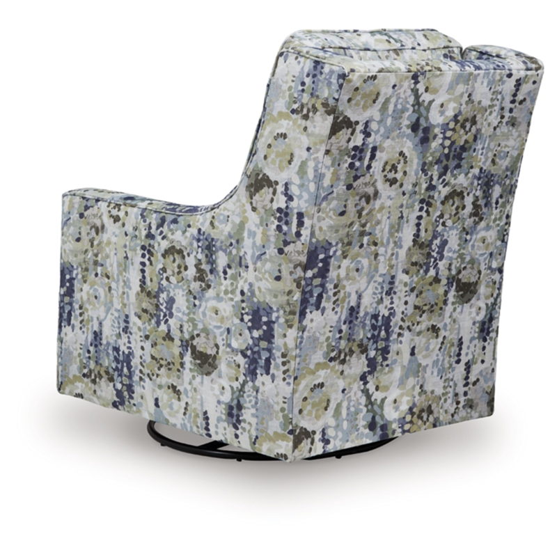 Bowery Hill Abstract Floral Swivel Glider Accent Chair in Multi-Color