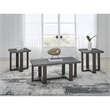 Bowery Hill Gray 3-Piece Table Set with Faux Soapstone Look Tops