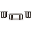 Bowery Hill Gray 3-Piece Table Set with Faux Soapstone Look Tops