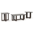 Bowery Hill Gray 3-Piece Table Set with Faux Soapstone Look Tops