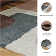 Bowery Hill Beige 8' x 10' Geometric Shag Area Rug with 30mm Pile