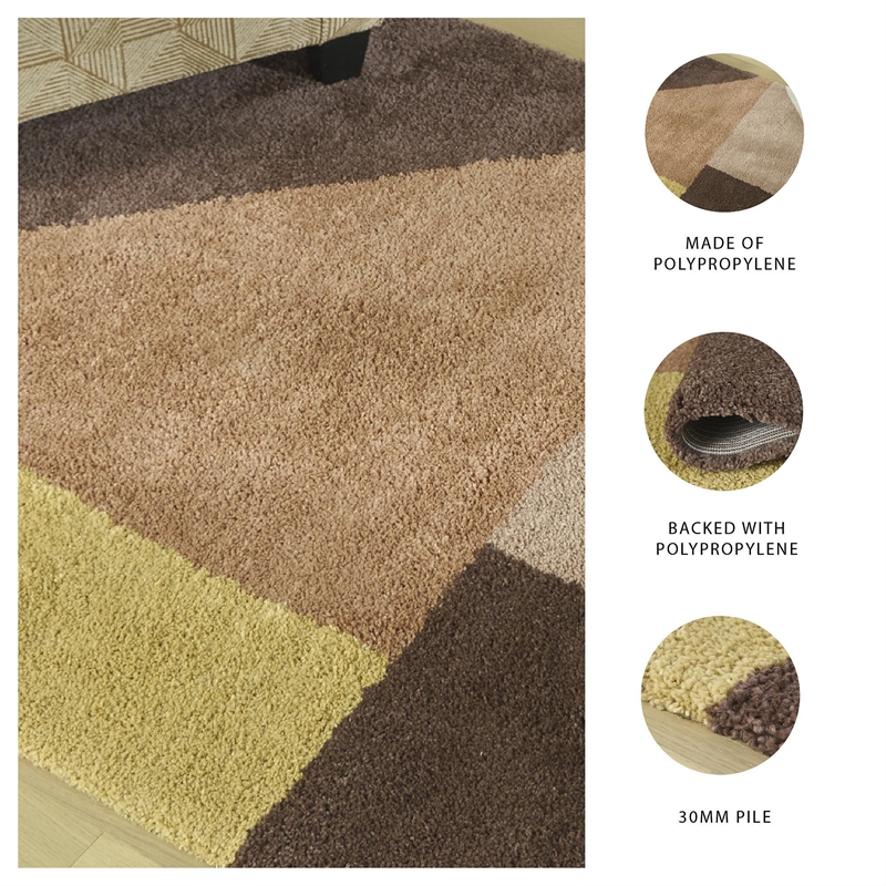 Bowery Hill Orange 8' x 10' Geometric Shag Area Rug with 30mm Pile