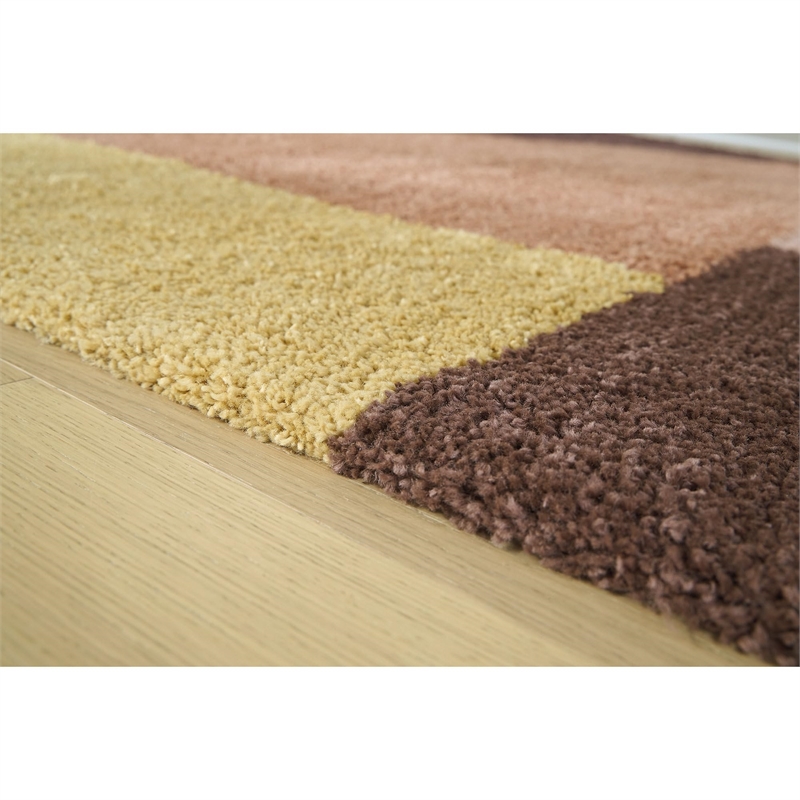 Bowery Hill Orange 8' x 10' Geometric Shag Area Rug with 30mm Pile