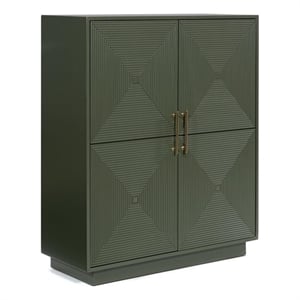 Bowery Hill Dark Green Accent Cabinet with Patterned Door Fronts