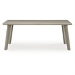 Bowery Hill Beige Rectangular Outdoor Dining Table with Umbrella Hole