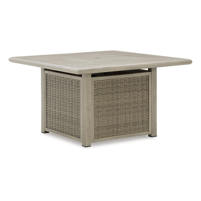 Bowery Hill Beige Square Outdoor Fire Pit Table with 50000 BTU Burner