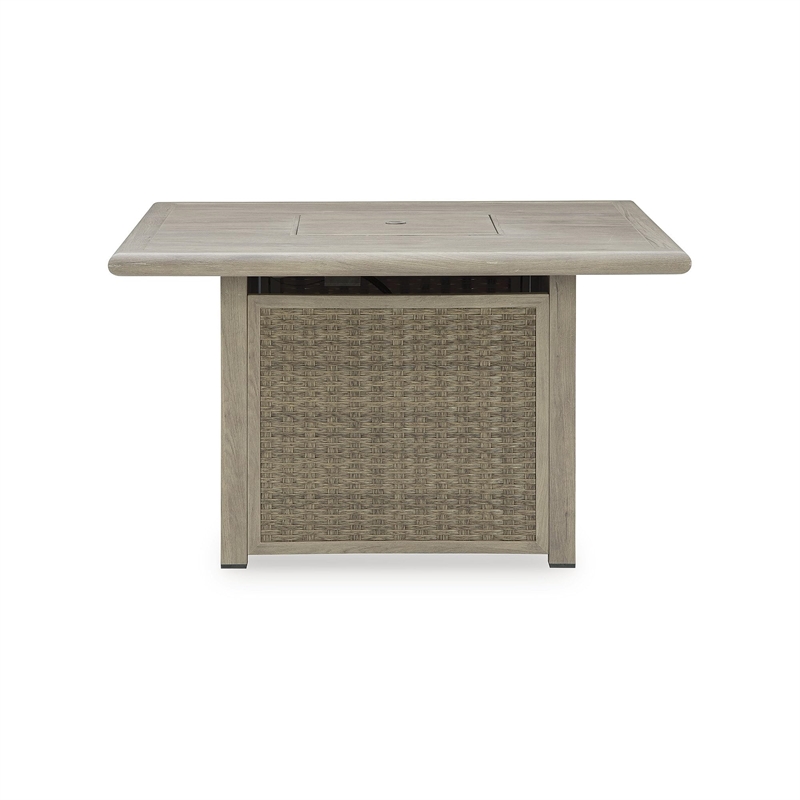 Bowery Hill Beige Square Outdoor Fire Pit Table with 50000 BTU Burner