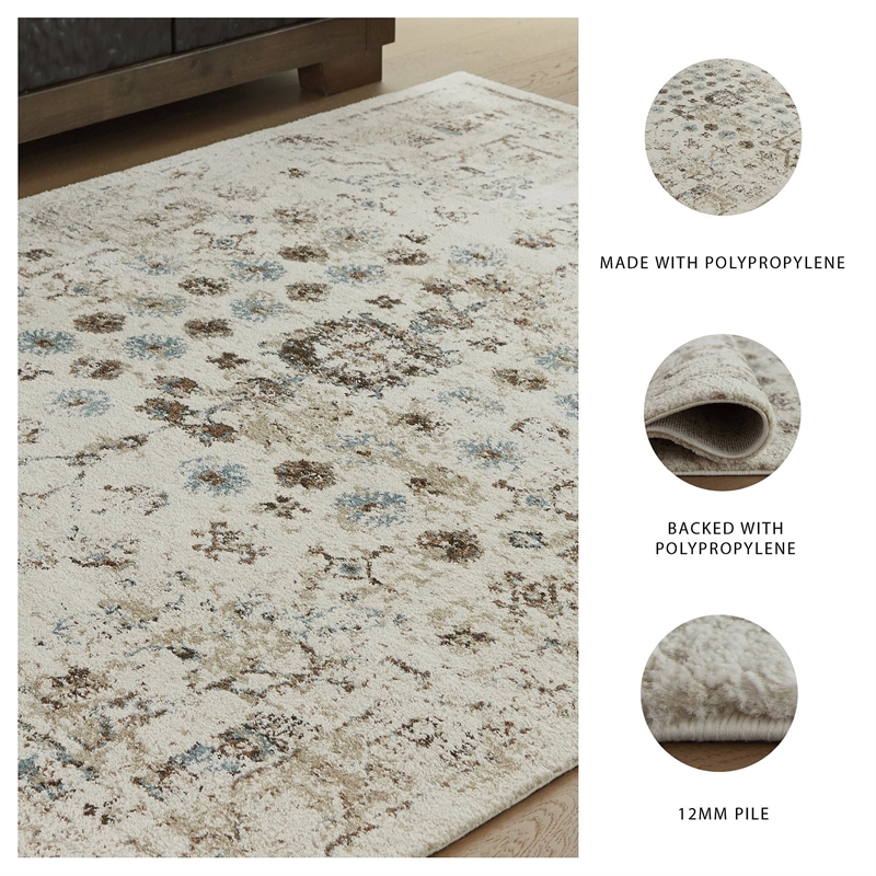 Bowery Hill Beige 8' x 10' Traditional Area Rug with 12mm Pile