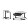 Bowery Hill Black 4-Piece Nesting Table Set with Faux Marble Tops