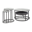 Bowery Hill Black 4-Piece Nesting Table Set with Faux Marble Tops