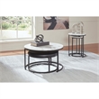 Bowery Hill Black 4-Piece Nesting Table Set with Faux Marble Tops