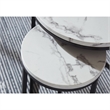 Bowery Hill Black 4-Piece Nesting Table Set with Faux Marble Tops