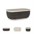 Bowery Hill Brown Outdoor Wicker Coffee Table with Marble-Look Top