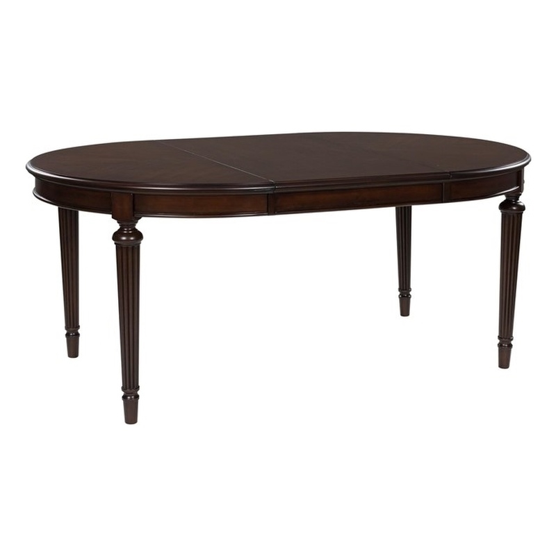 Bowery Hill Brown Dining Extension Table that Seats 6 with Reeded Legs