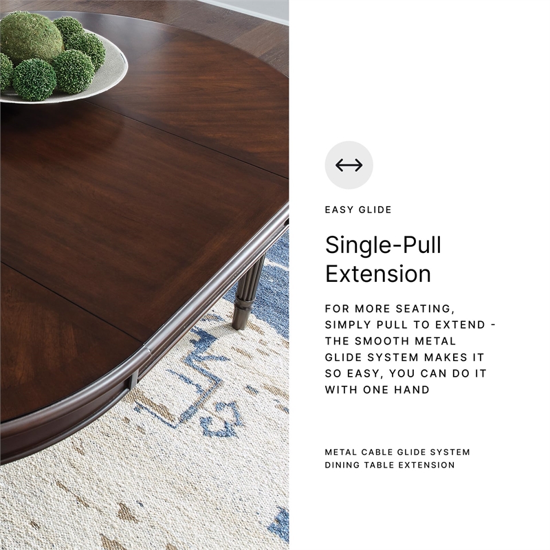 Bowery Hill Brown Dining Extension Table that Seats 6 with Reeded Legs