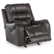 Bowery Hill Gray Faux Leather Rocker Recliner with Cup Holders