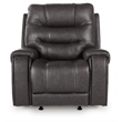 Bowery Hill Gray Faux Leather Rocker Recliner with Cup Holders