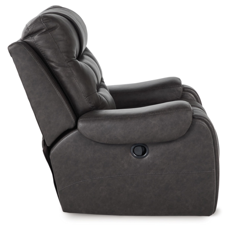 Bowery Hill Gray Faux Leather Rocker Recliner with Cup Holders