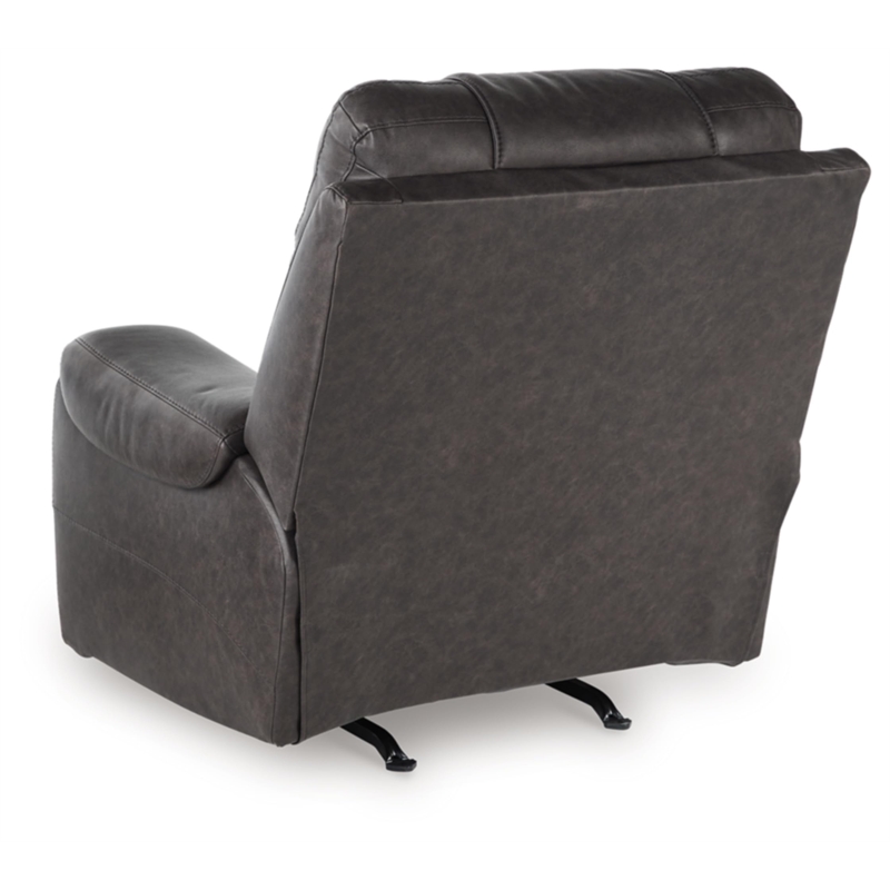 Bowery Hill Gray Faux Leather Rocker Recliner with Cup Holders