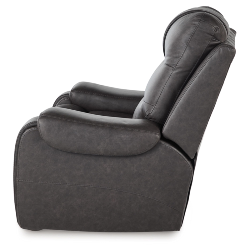 Bowery Hill Gray Faux Leather Rocker Recliner with Cup Holders