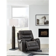 Bowery Hill Gray Faux Leather Rocker Recliner with Cup Holders
