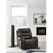 Bowery Hill Gray Faux Leather Rocker Recliner with Cup Holders