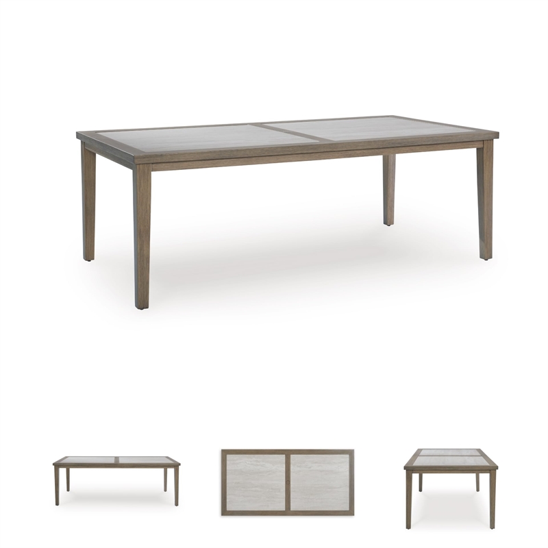 Bowery Hill Brown Outdoor Dining Table with Sintered Stone Top