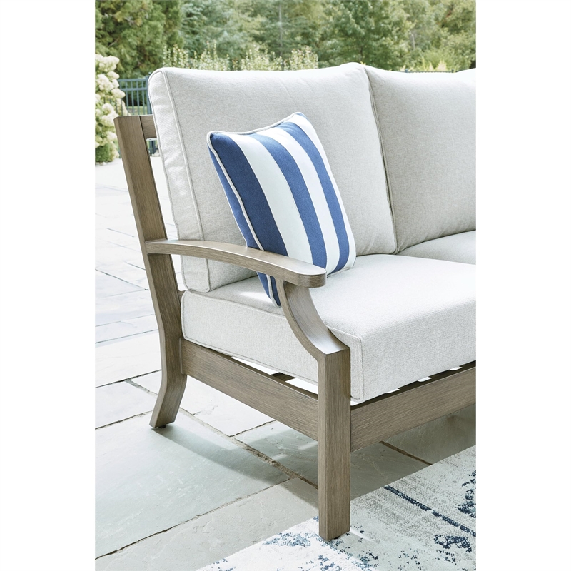 Bowery Hill Brown Outdoor Loveseat with Soft Nuvella Cushions