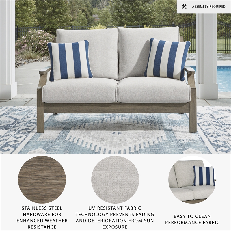 Bowery Hill Brown Outdoor Loveseat with Soft Nuvella Cushions