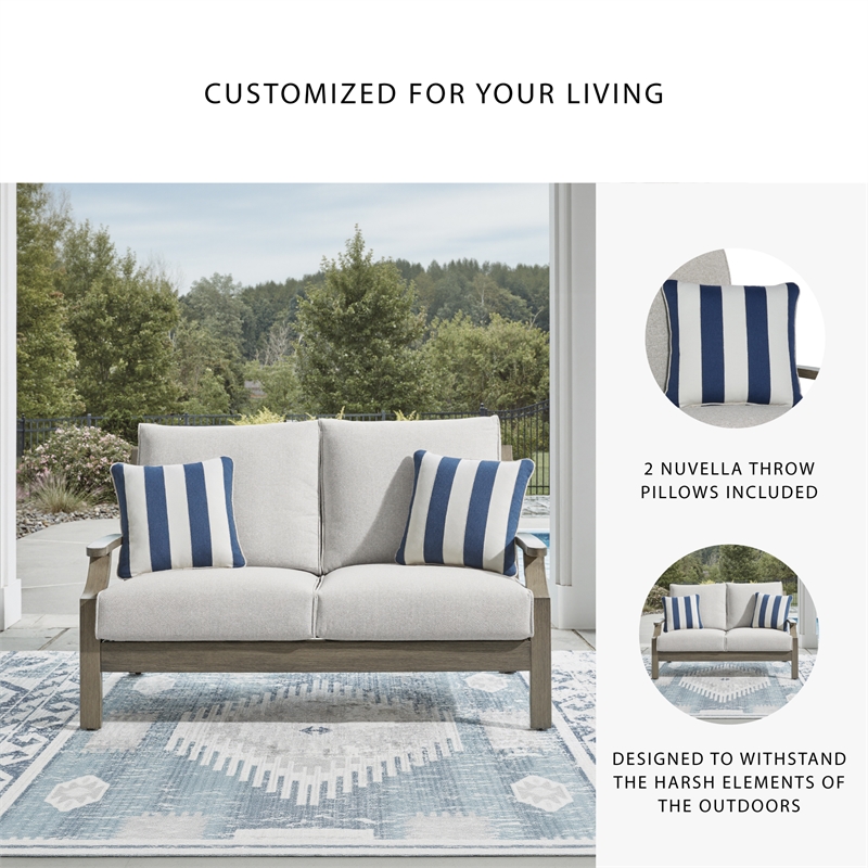 Bowery Hill Brown Outdoor Loveseat with Soft Nuvella Cushions