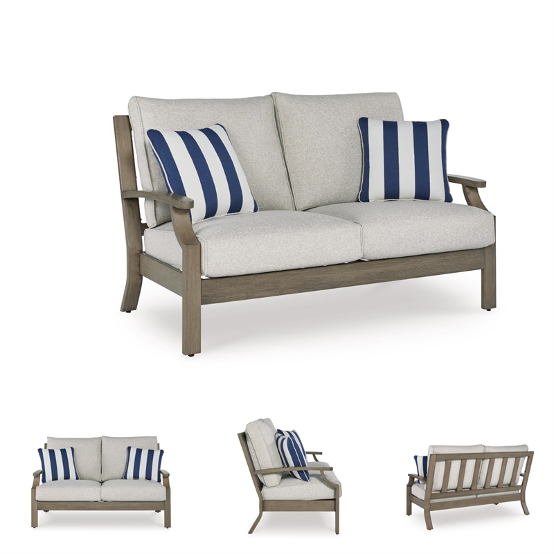 Bowery Hill Brown Outdoor Loveseat with Soft Nuvella Cushions