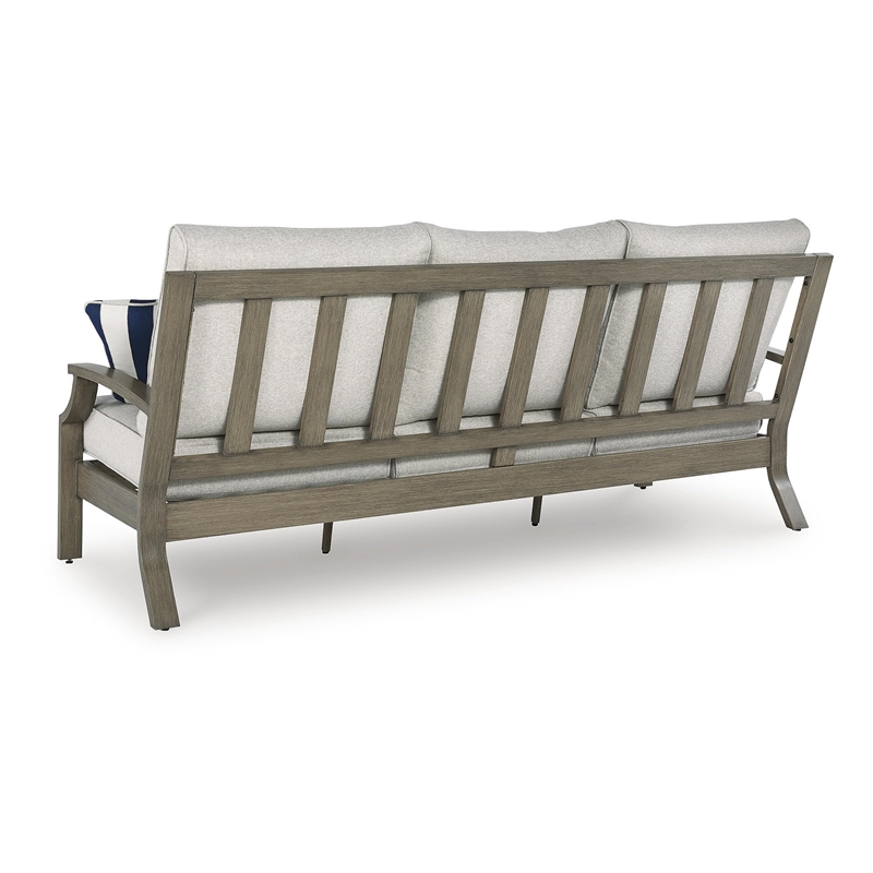 Bowery Hill Brown Outdoor Patio Sofa with Soft Nuvella Cushions