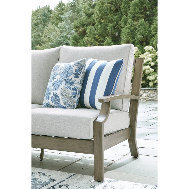 Bowery Hill Brown Outdoor Patio Sofa with Soft Nuvella Cushions