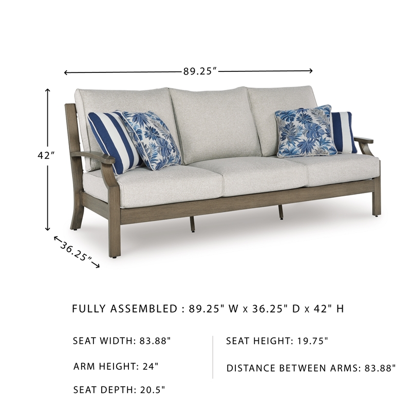 Bowery Hill Brown Outdoor Patio Sofa with Soft Nuvella Cushions