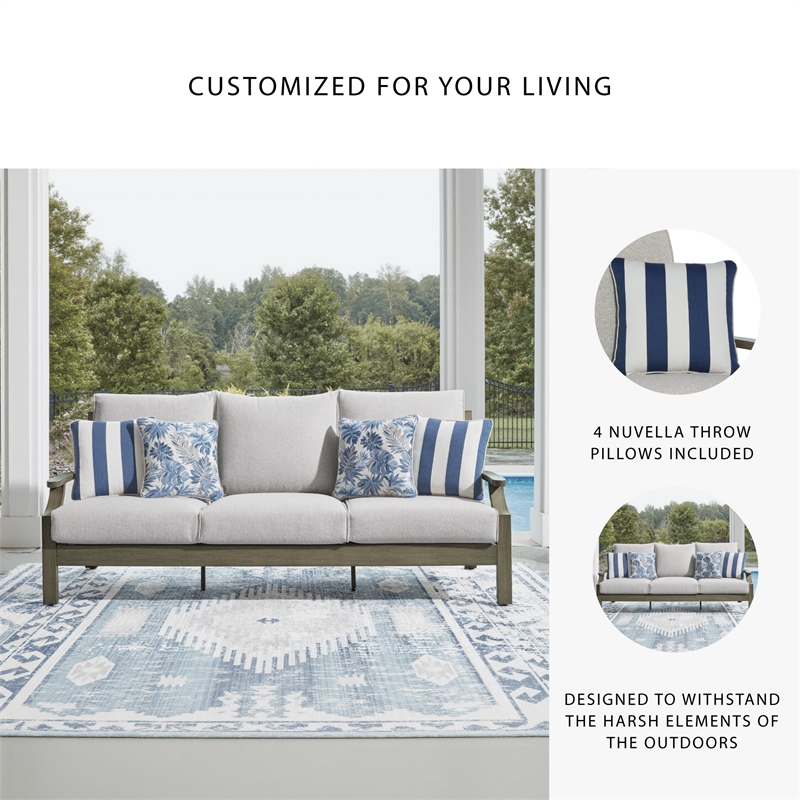 Bowery Hill Brown Outdoor Patio Sofa with Soft Nuvella Cushions