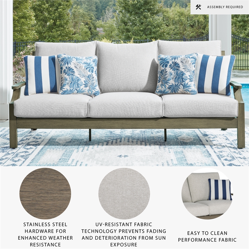 Bowery Hill Brown Outdoor Patio Sofa with Soft Nuvella Cushions