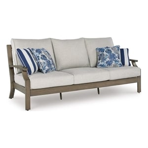 Bowery Hill Brown Outdoor Patio Sofa with Soft Nuvella Cushions