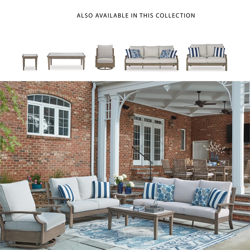 Bowery Hill Brown Outdoor Patio Sofa with Soft Nuvella Cushions