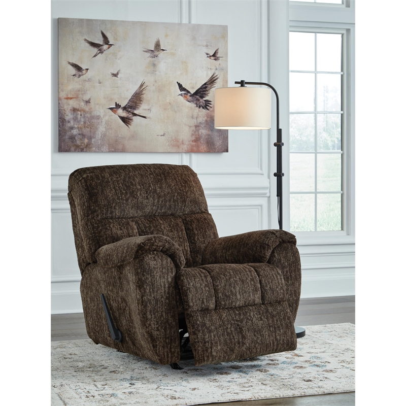 Bowery Hill Brown Rocker Recliner with Pillow Top Arms and Tall Back