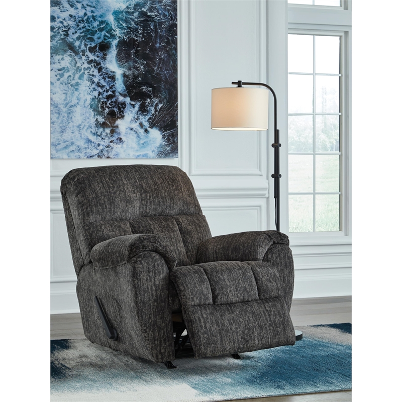 Bowery Hill Dark Gray Rocker Recliner with Pillow Top Armrests